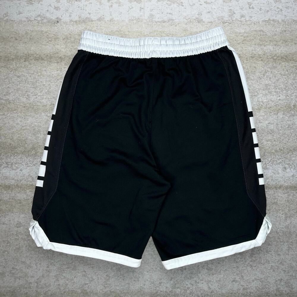 Vintage Y2K Nike Elite Shorts Youth L Jet Black Polyester White Swoosh - Picture 2 of 4
